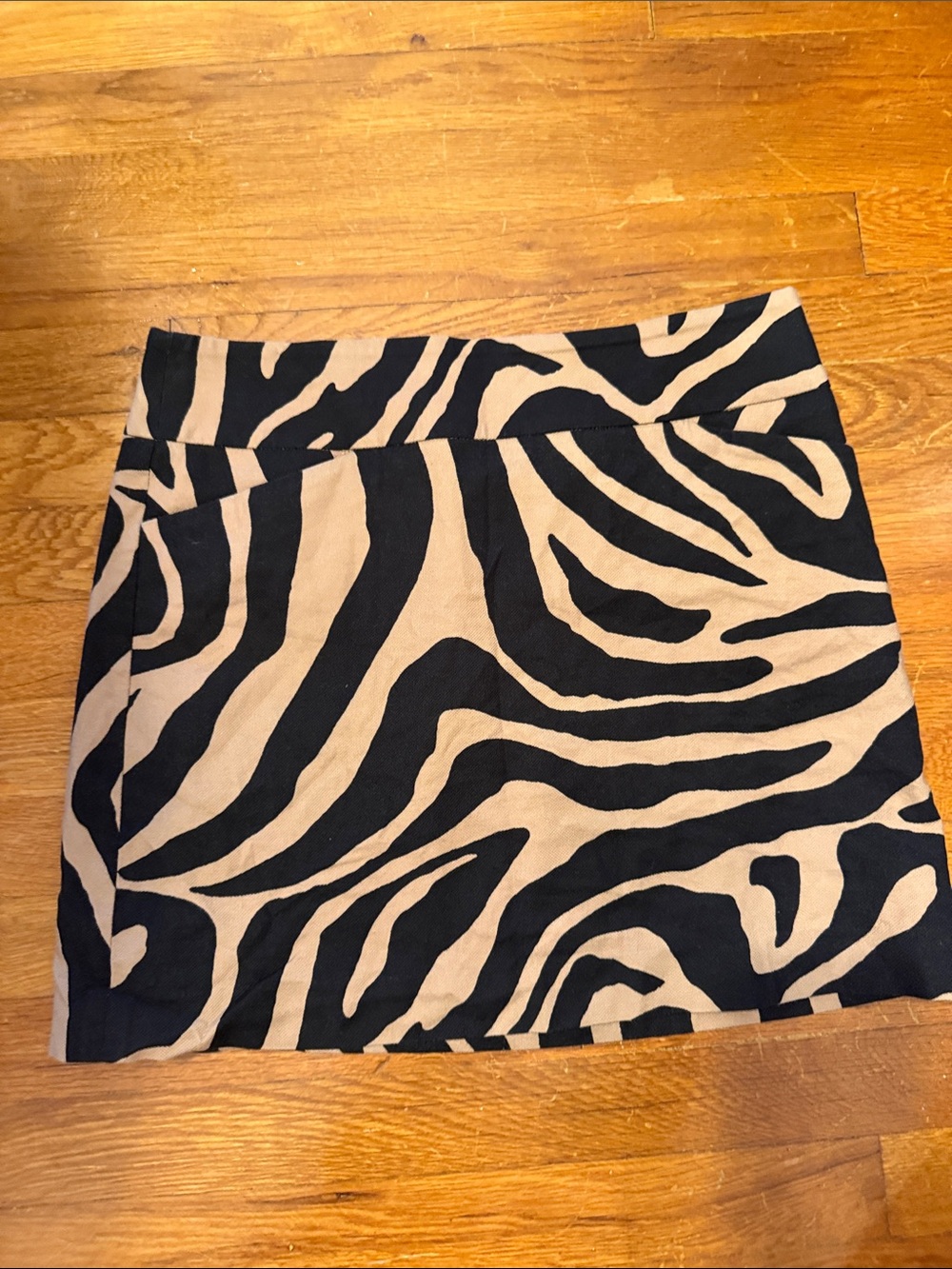 LOFT Black and Tan Zebra-Print Mini Skirt